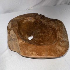 Live Edge Burl Wood Bowl Natural Root Centerpiece Hand Carved Organic Teak 16”