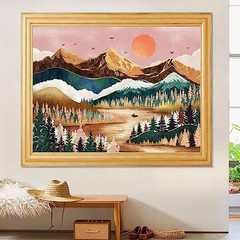 Mountain Tapestry Nature Forest Tree Tapestries for Bedroom 48″L x 36″W Orange