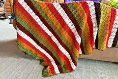 Vintage Multi Colors Striped Handmade Afghan Crochet Blanket 91”x52” Retro Color