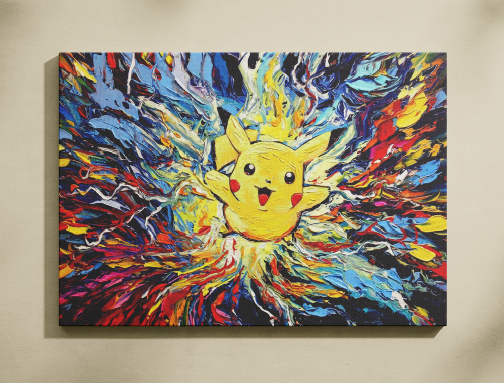 Colorful Pikachu Art Poster Canvas Print – Abstract Pokemon Anime Wall Decor
