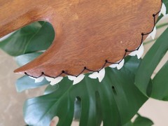 Hawaiian Hand Made Wall Decor Wood Carved Lei O Mano Tribal Resin Shark Teeth