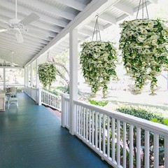 4pcs Artificial Hanging Petunia Plants Fake Trailing Flower Indoor Outdoor Decor