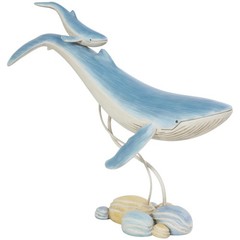 Deco 79 Blue Whale Mother & Calf Sculpture, 18″ Polystone Coastal Decor