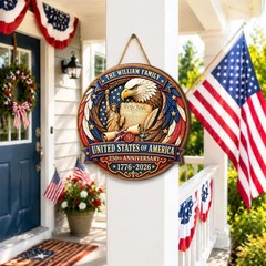 Personalized American Freedom Anniversary Wall Sign with Rope