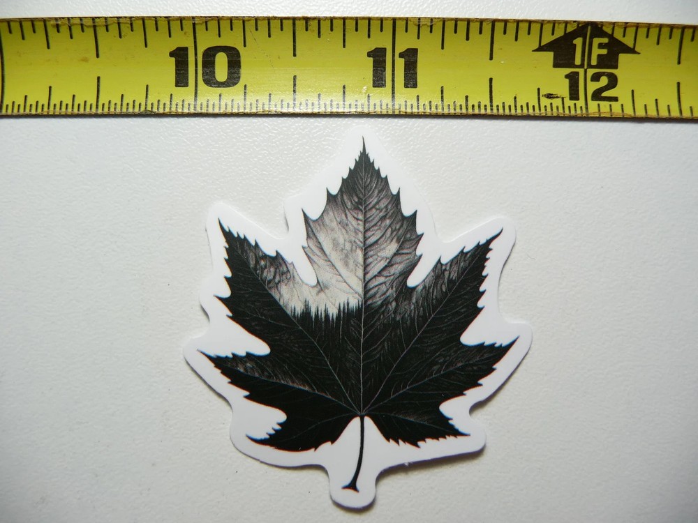 MAPLE LEAF WITH FOREST SCENE SMALL STICKER DECAL NATURE OUTDOORS FUN CALMING