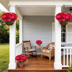 Artificial Flowers for Outdoor, UV Resistant Realistic Geranium Fake Flowers-…