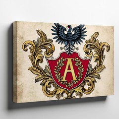 Lavish Heraldic Crest Prominently Features A Golden Letter «a» At Its Wall Art