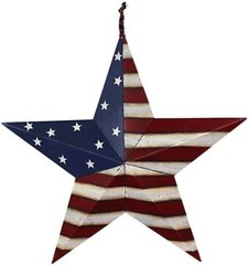 Metal American Flag Barn Star Patriotic Mounted 3D Wall Art July 4th Deco 12″