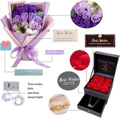 Stunning 18 Soap Roses Gift Box with Love Necklace – Perfect for All Occasions