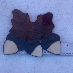 Stained Glass Acorn Leaf Suncatcher Window Hanging Small Brown Rustic Decor