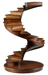 Small Library Spiral Stairs Architectural 3D Wooden Model 8″ Staircase Sculpture