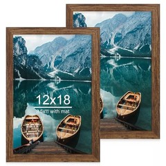 12×18 Frame Set of 2 Wood Style, Display 12 x 18 Poster 12×18 in Rustic Brown