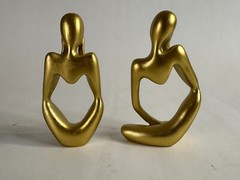 Gold Decor Thinker Statue Abstract Art Set Of 2 Resin Cast 5″ Tall
