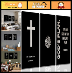 Modern Black & White Bible Verse Canvas Wall Art – Inspirational Cross Decor for