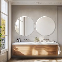 Large Round Frameless Bathroom Mirror Beveled Circle Vanity Wall Mirrors 24/32in