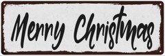 Merry Christmas Black on White Shabby Chic Metal Sign Decor 106180049055
