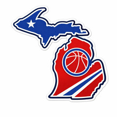 Michigan | State Outline Vinyl Decal | Detroit Red Blue Basketball Sticker 17