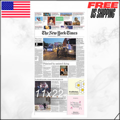 Newspaper Front Page Frame Display 11″ x 22″ Wall Picture White