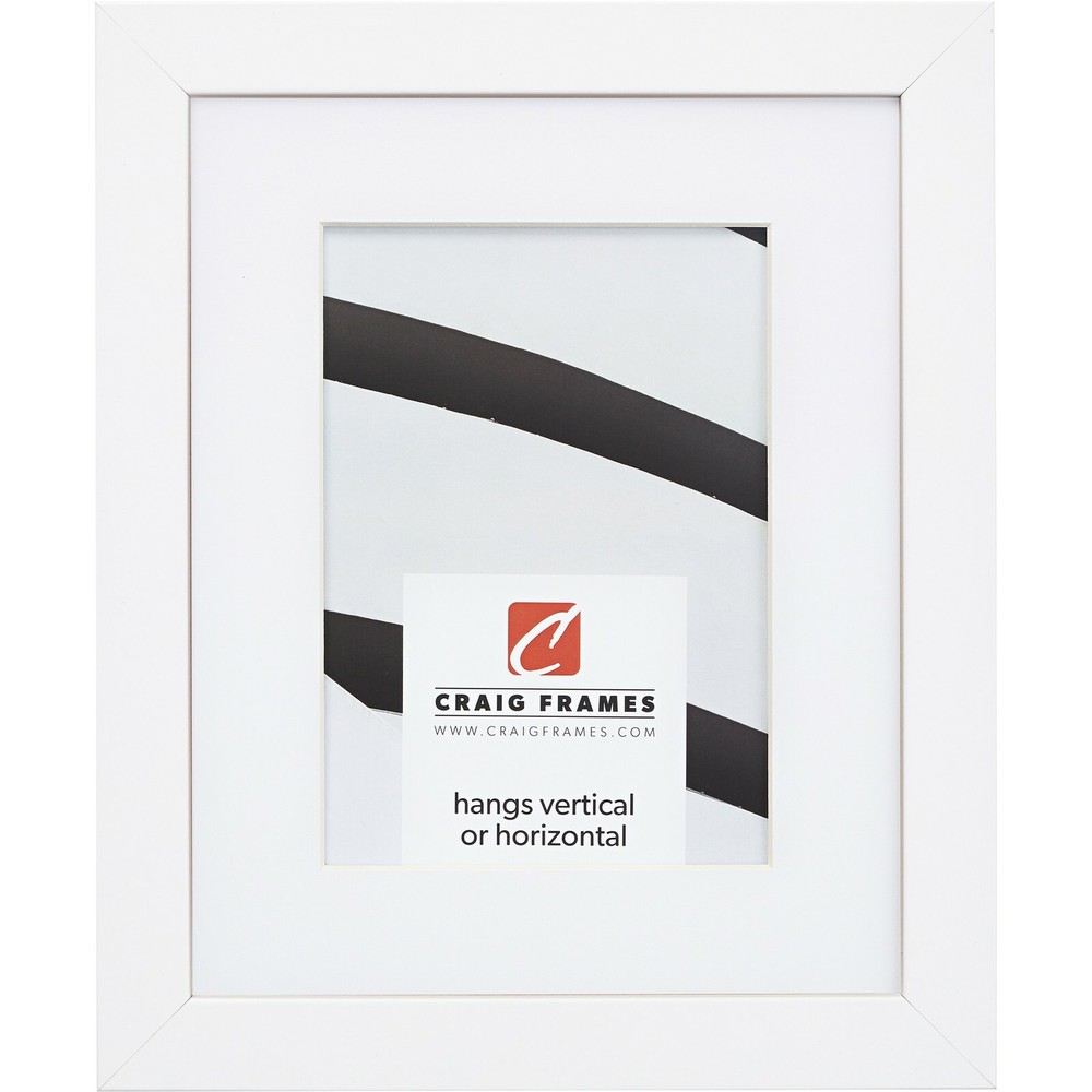 Craig Frames Essentials, 1″ Wide Simple Satin White Picture Frame With a Mat
