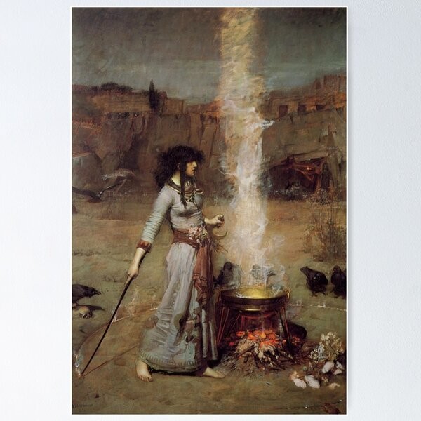 RARE! John William Waterhouse – The Magic Circle Premium Poster