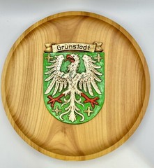 Grunstadt Wall Plaque Wooden 11” Diameter Germany See Pictures