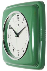 Square Silent Retro Wall Clock 9-Inch Mid Century Modern Kitchen Clock with …
