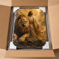 Jesus Lion Canvas Wall Art Christian Religious Print Lion of Judah Faith Home
