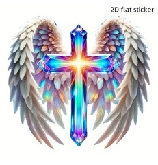 LED PRISM Cross Wings Vinyl Decal Sticker 3” Inch Christian Religious God Jesus