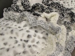 Oversize Reversible Plush Throw Blanket Gray Black White Crochet