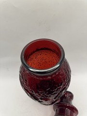 Vintage Ruby Red Eagle Pattern Pressed Glass Lidded Compote Pedestal Candy Jar