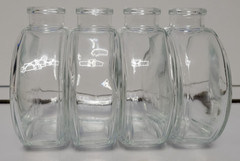 4 DECORATIVE CLEAR GLASS ROUND BOTTLES APOTHECARY 4 INCHES HOLDS 4 OZS