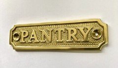 PANTRY door sign choose bronze, nickel or brass finish with screws 12.5 x 3.5cm
