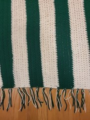 Handmade Blanket Afgan Throw Large 42 X 70 in Kelly Green & White Striped New