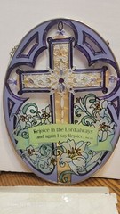 Cross Stained Glass Joan Baker colorful 9 inches tall NEW