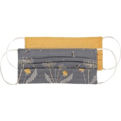 Reversible Cotton Face Mask~Two Ply Pleated~Wish~Honey Bee & Dandelion~Reusable