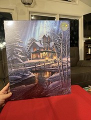 Oak Street Light Up Winter Scene Canvas with LED Battery Operated Lights