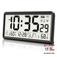 15» Large Battery Operated, Atomic Clock with 15 inches Digital Wall Clock