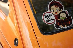 Cute Demon Slayer Baby on Board Decal | Funny Tanjiro & Nezuko Anime Car Sticker