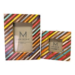 2 Matr Boomie Ethically sourced Bone Inlay Photo Frames Multi Colors 4×6 3×3