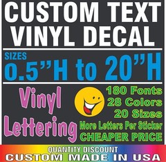 Custom Text Vinyl Lettering Sticker Decal Window Wall Business Car Name Boat RV