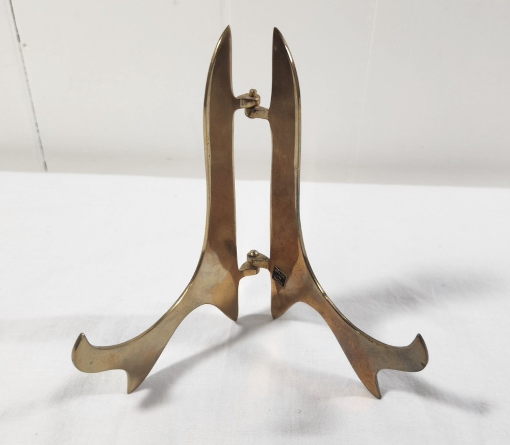 Solid Brass Easel Plate Stand Picture Holder 6 x 3.25 in.