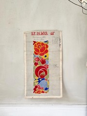33×18 French Gouache Ribbon Design Mise Carte art deco colorful poster Art Uniq