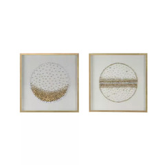 Framed Wall Decor Gold PS 2-Piece 27.6 In. X 27.6 In. Silver Stones Create Shado