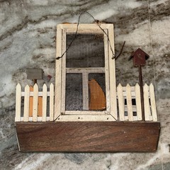 Ally Katz Whiskerville, Ohio, Key Holder Whimsical Country Folk Art Wall Hanging