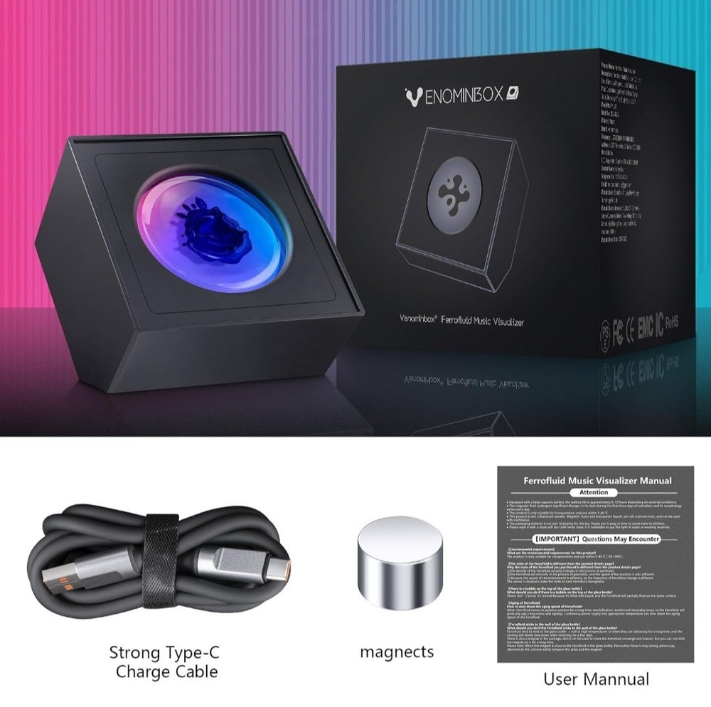 Ferrofluid Music Visualizer, Dancing Sound Sensitive Color fluid RGB Venom Light