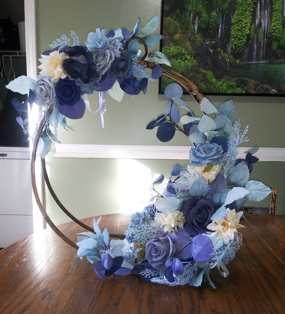 Two Artificial Floral Swags 22″ & 16″ Blue Multi Colors