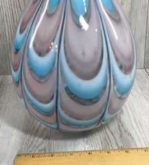 Lavender to Blue Melting Swirl Teardrop Glass Vase 11.5 x 6 inches
