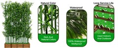 Artificial Bamboo Screen – 39in Solid Wood Base with 16 Thick Faux Stalks &