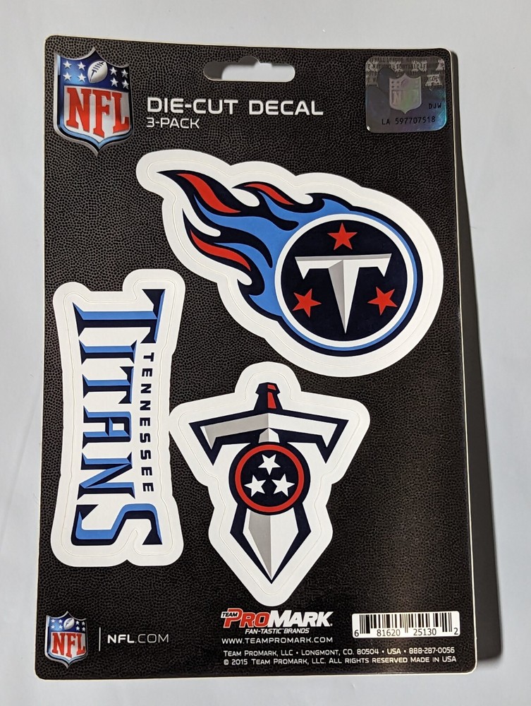 Tennessee Titans 3-Pack Die-cut Decals Stickers Sheet Measures 5″ x 7″ New!