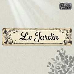 Ornate Scroll Floral Metal Wall Sign Le Jardin French Country Garden Plaque